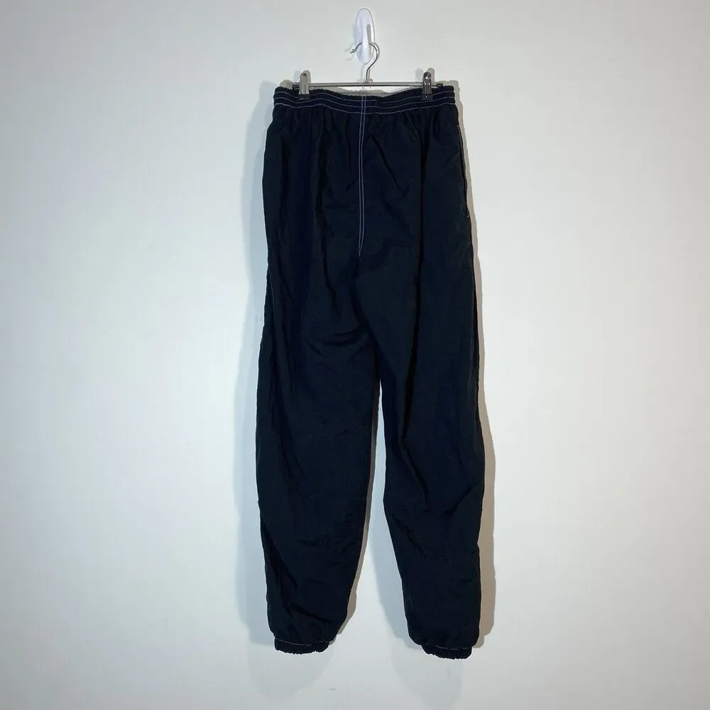 Nike Windbreaker Track Pants Men Large Black Ankle Zip Lined Baggy